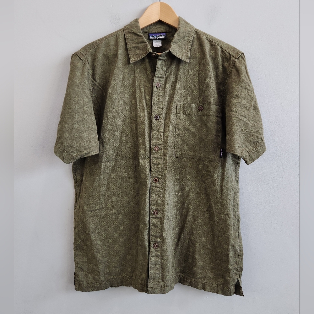 Patagonia Organic Cotton Hemp Button Shirt Outdoor Short Sleeve Men's Medium